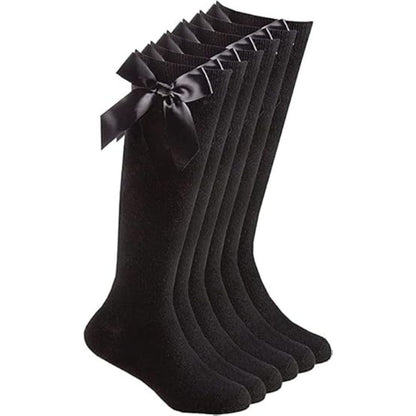 Girls Knee High Socks with Satin Bow | 4 Colours