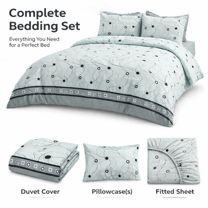 Kona Printed Complete Set | Duvet Cover + Fitted Sheet + Pillowcases