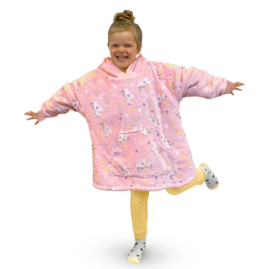 Unicorn Kids Teddy Fleece Blanket Hoodie