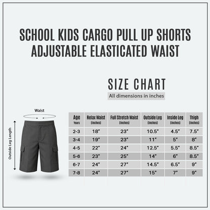 Pack of 2 Grey Adjustable Waist Pull Up Cargo Shorts