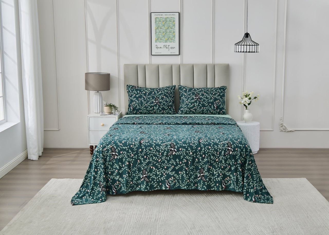 Lettie Green Soft Touch Printed Sheet Set