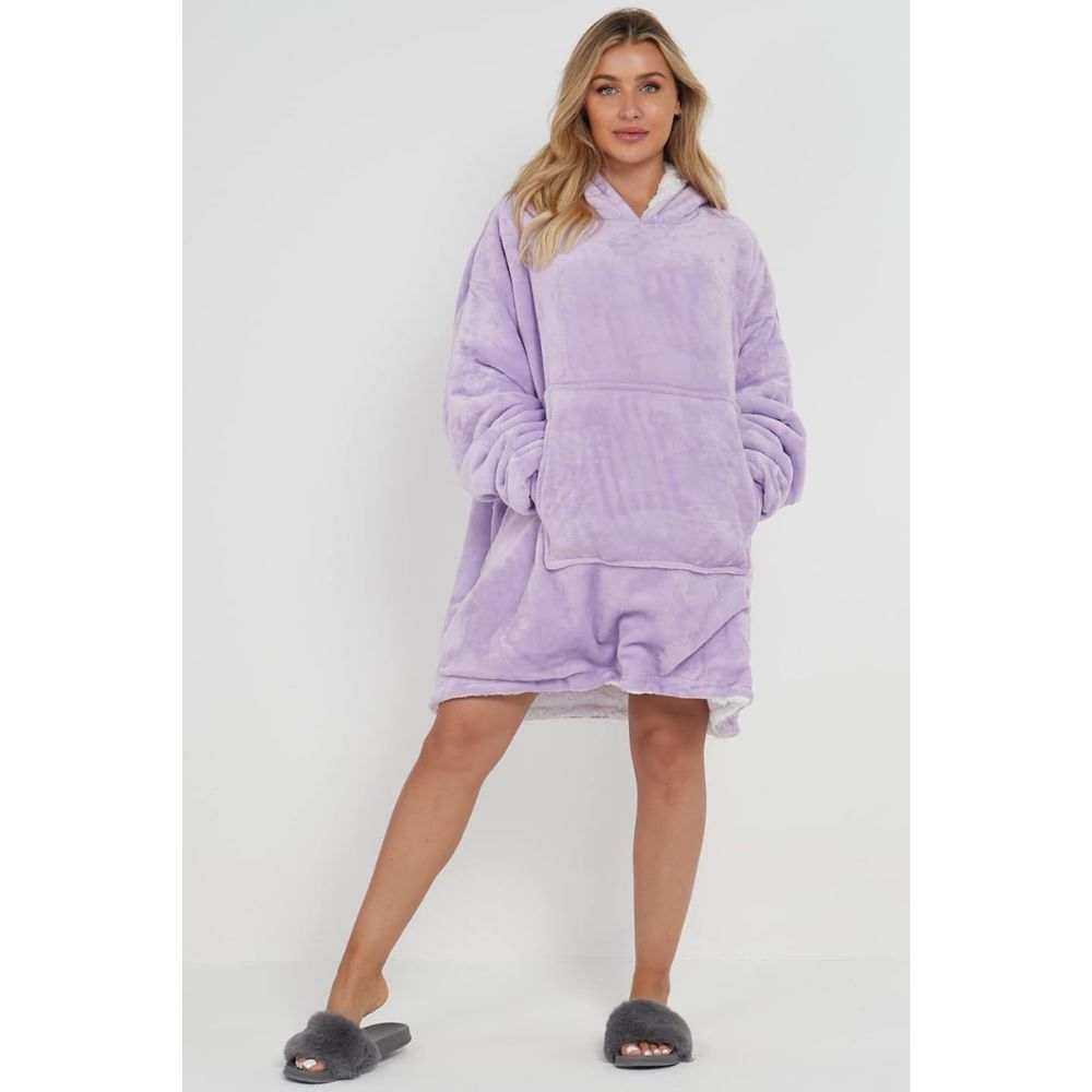 Lilac Sherpa Fleece Oversized Blanket Hoodie