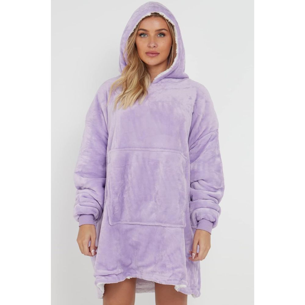 Lilac Sherpa Fleece Oversized Blanket Hoodie