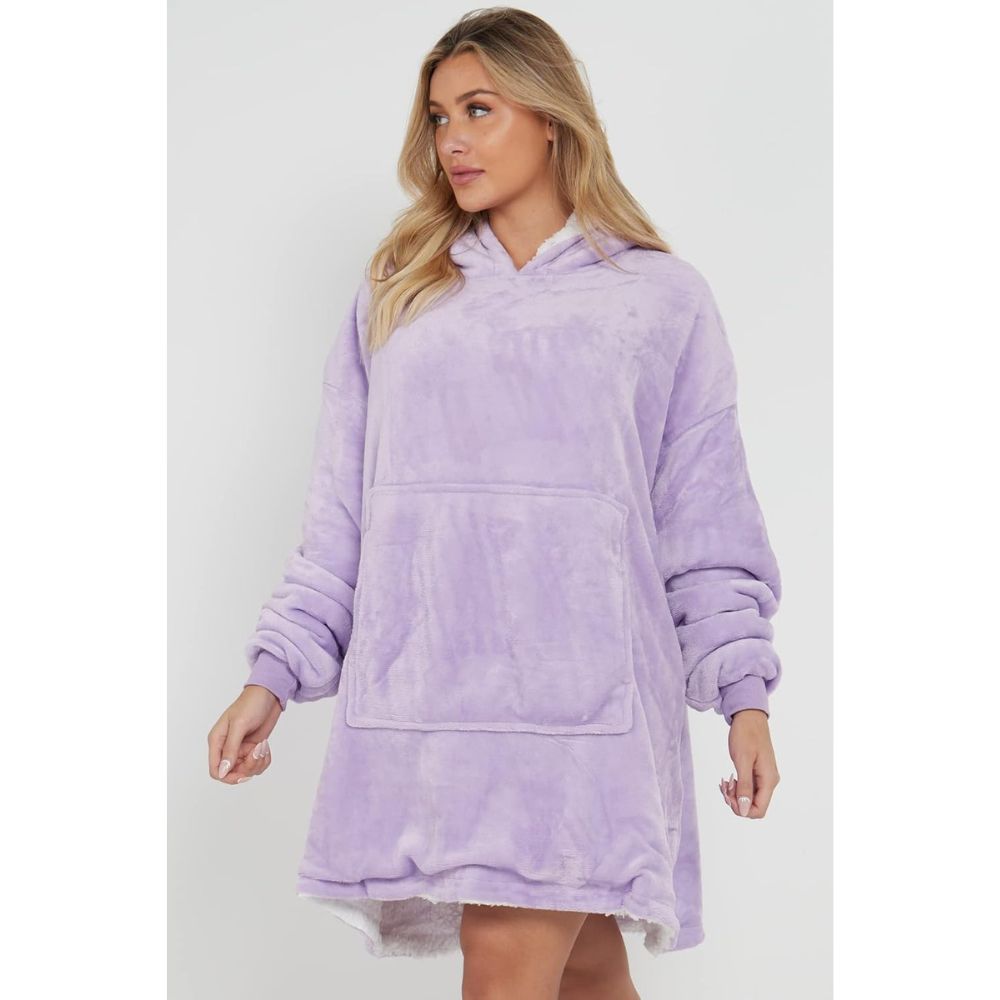 Lilac Sherpa Fleece Oversized Blanket Hoodie