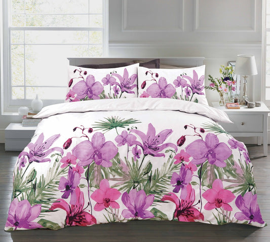 Lily Printed Duvet Cover Set | 2 Colours | Poly Cotton