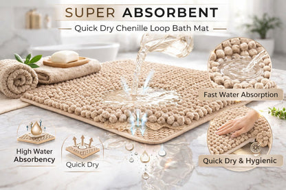 Shaggy Chenille Loop 2 Pcs Bath Mat Set | 7 Colours