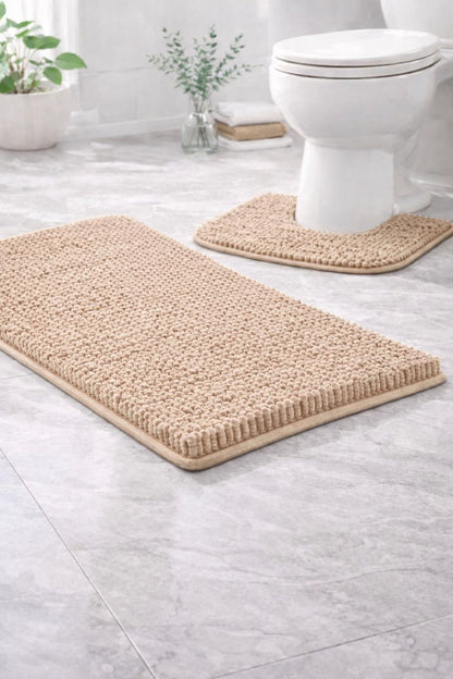 Shaggy Chenille Loop 2 Pcs Bath Mat Set | 7 Colours