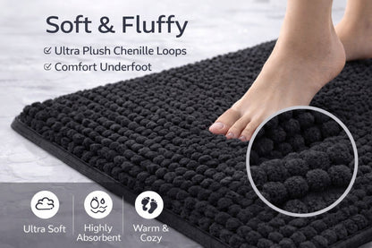 Shaggy Chenille Loop 2 Pcs Bath Mat Set | 7 Colours