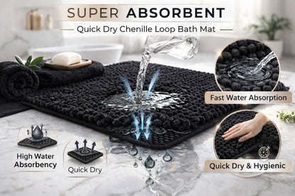 Shaggy Chenille Loop 2 Pcs Bath Mat Set | 7 Colours