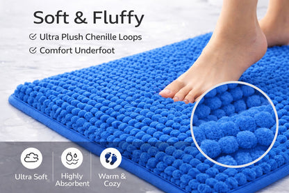 Shaggy Chenille Loop 2 Pcs Bath Mat Set | 7 Colours