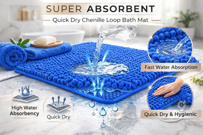 Shaggy Chenille Loop 2 Pcs Bath Mat Set | 7 Colours