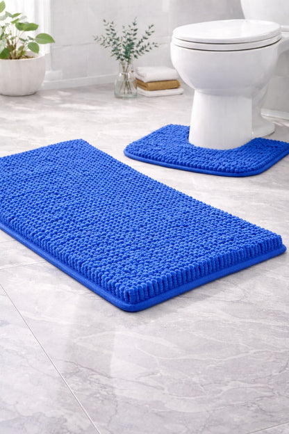 Shaggy Chenille Loop 2 Pcs Bath Mat Set | 7 Colours
