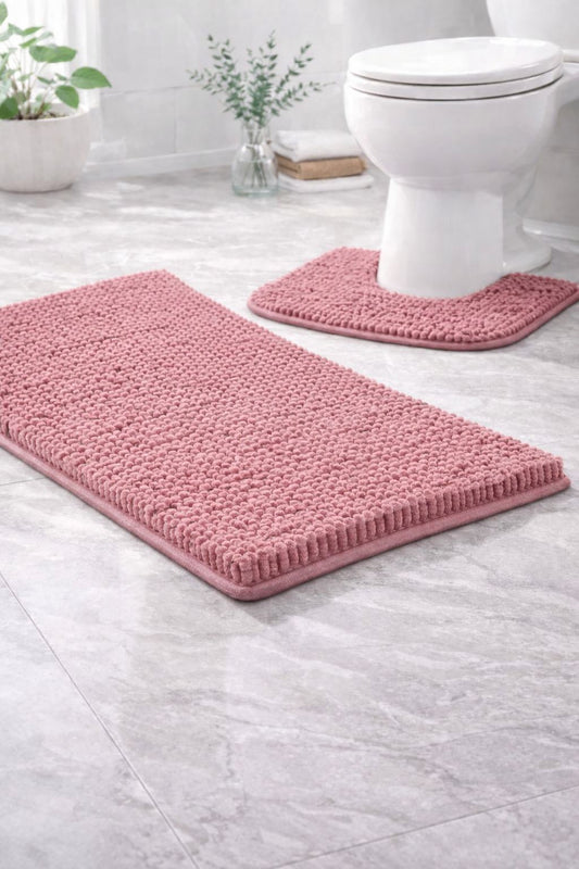 Shaggy Chenille Loop 2 Pcs Bath Mat Set | 7 Colours