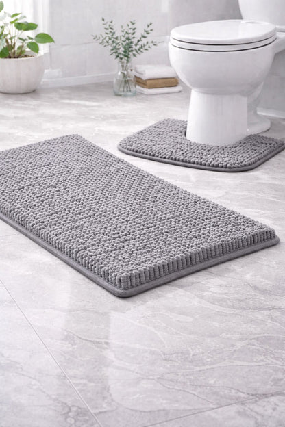 Shaggy Chenille Loop 2 Pcs Bath Mat Set | 7 Colours