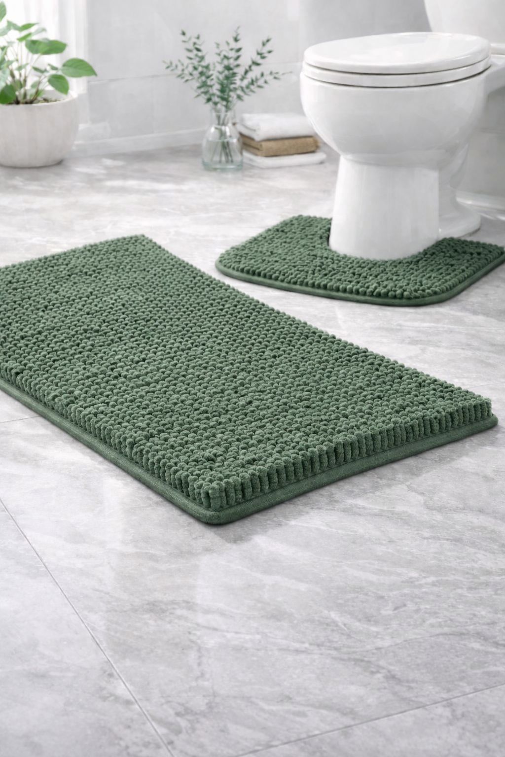 Shaggy Chenille Loop 2 Pcs Bath Mat Set | 7 Colours