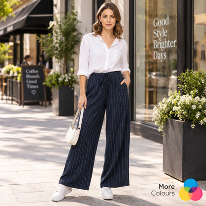 Striped Wide Leg Palazzo Trousers | 5 Colours
