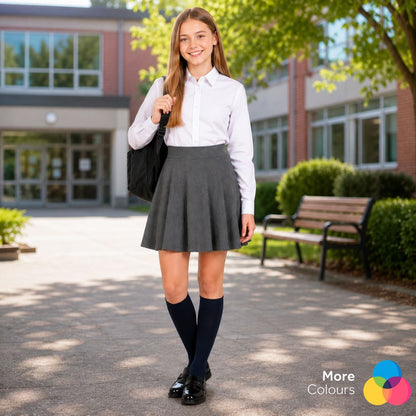 Girls Plain Pull-On Skater School Skirts | 3 Colours