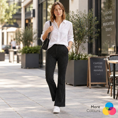 Stripe Jersey Pull-On Bootleg Trousers| 3 Colours