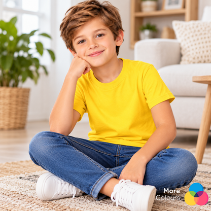 Boys' Plain T-Shirt 100% Cotton Short Sleeve