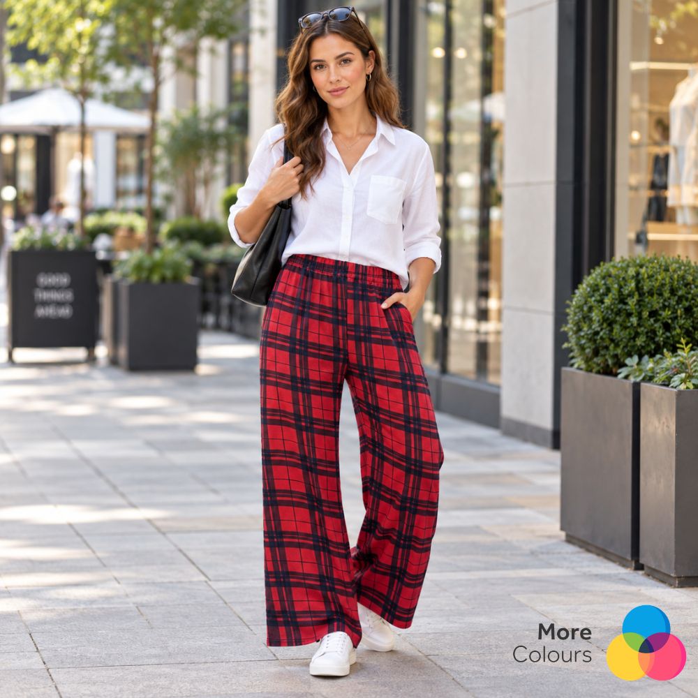 Tartan Check Palazzo Trousers | 3 Colours