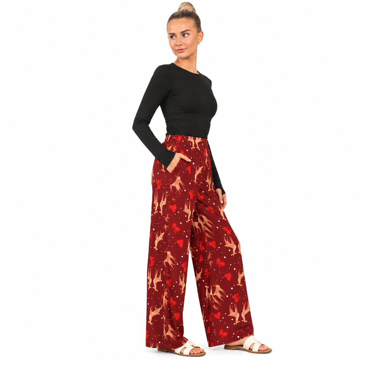 Stag Printed Palazzo Trousers | 2 Colours