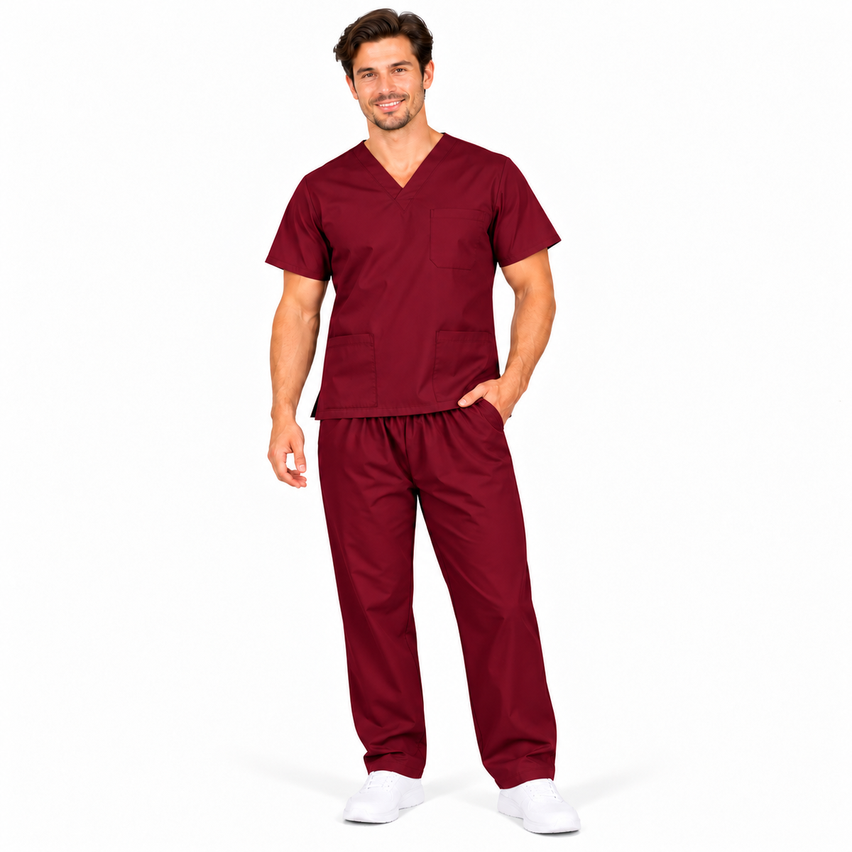 Maroon Men's Medical Scrub Set