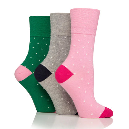Women Micro Polka Dot Gentle Grip Cotton Rich Socks