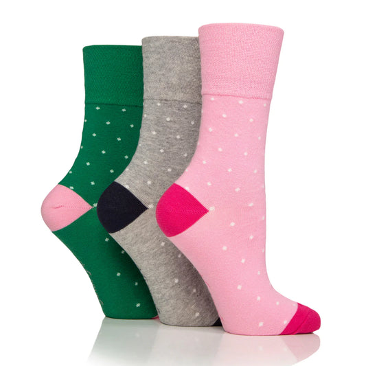 Women Micro Polka Dot Gentle Grip Cotton Rich Socks