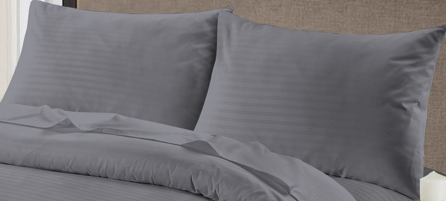 Brushed Microfibre Embossed Stripe Pillow Cases | Pack of 4