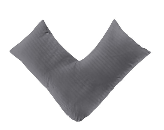 Brushed Microfibre Embossed Stripe V Shaped Pillow Cases | Pack of 2
