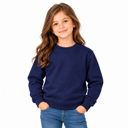 Navy Girls' Crew Neck Fleece Sweatshirt