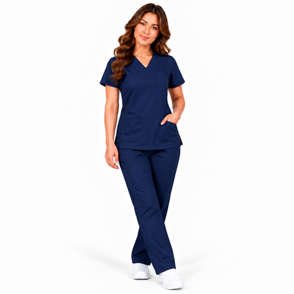 Navy women's medical scrub set