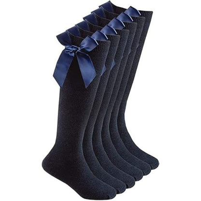 Women's Knee High Socks with Satin Bow | Size 6 - 9 | 4 Colours