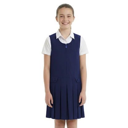 Girls Box Pleated Pinafore School Dress | 6 Colours