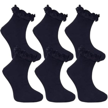 Girls Ruffled Trim Frilly Lace Socks | 4 Colours