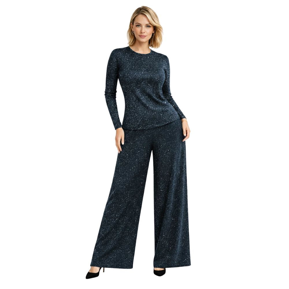 Glitter Jersey Co-Ord Set | Top & Wide-Leg Palazzo Trousers | 2-Piece Outfit | 7 Colours