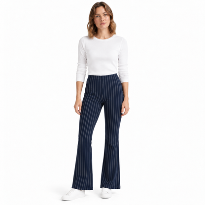 Stripe Jersey Pull-On Bootleg Trousers| 3 Colours