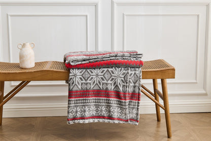 Nordic Multi Xmas Flannel Sherpa Throw