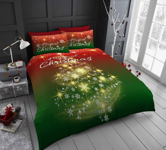Ombre Xmas Tree Printed Duvet Cover Set