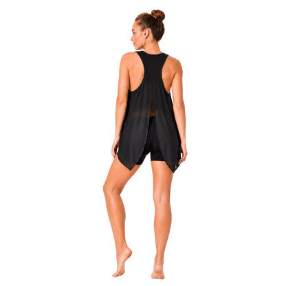 Black Open Back Top Split Vest