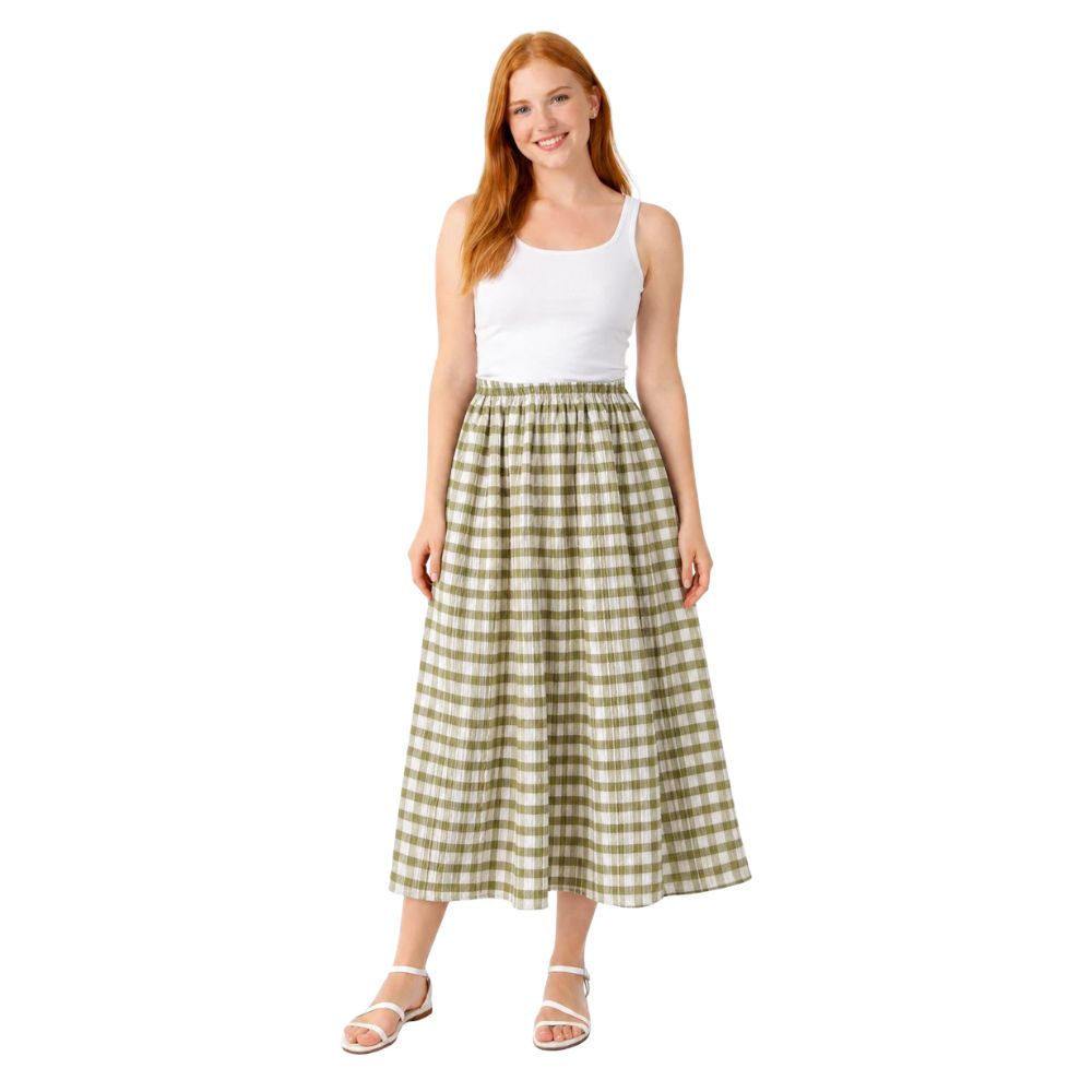 Gingham Crinkle Midi Skirt | 7 Colours