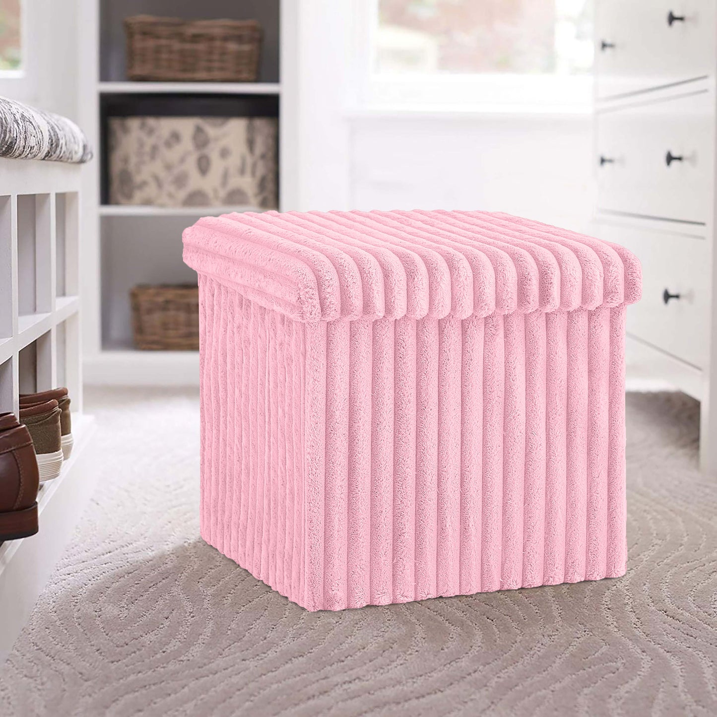 Ribbed Ottoman Storage Box | 38 x 38 x 38CM | 5 Colours