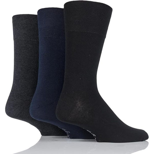Men’s Gentle Grip Black/Charcoal/Navy Cotton Rich Socks