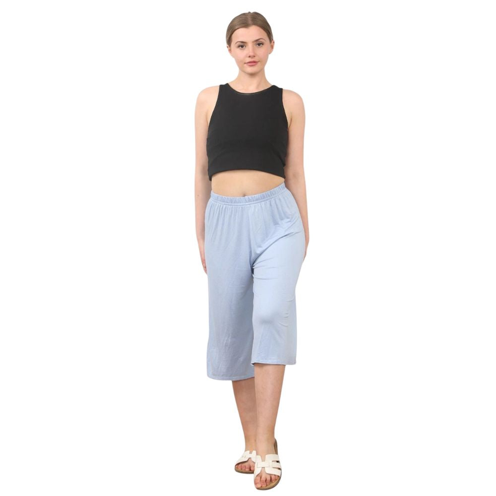Plain Elastic Waist Culottes Cropped Shorts | 11 Colours