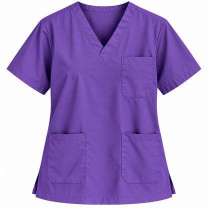 Purple women's V-neck medical scrub top