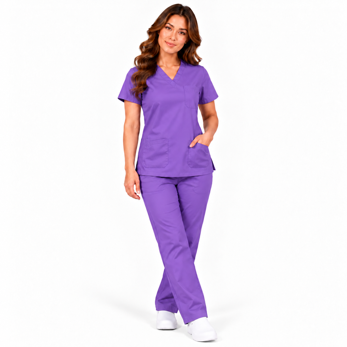 Purple women's medical scrub set