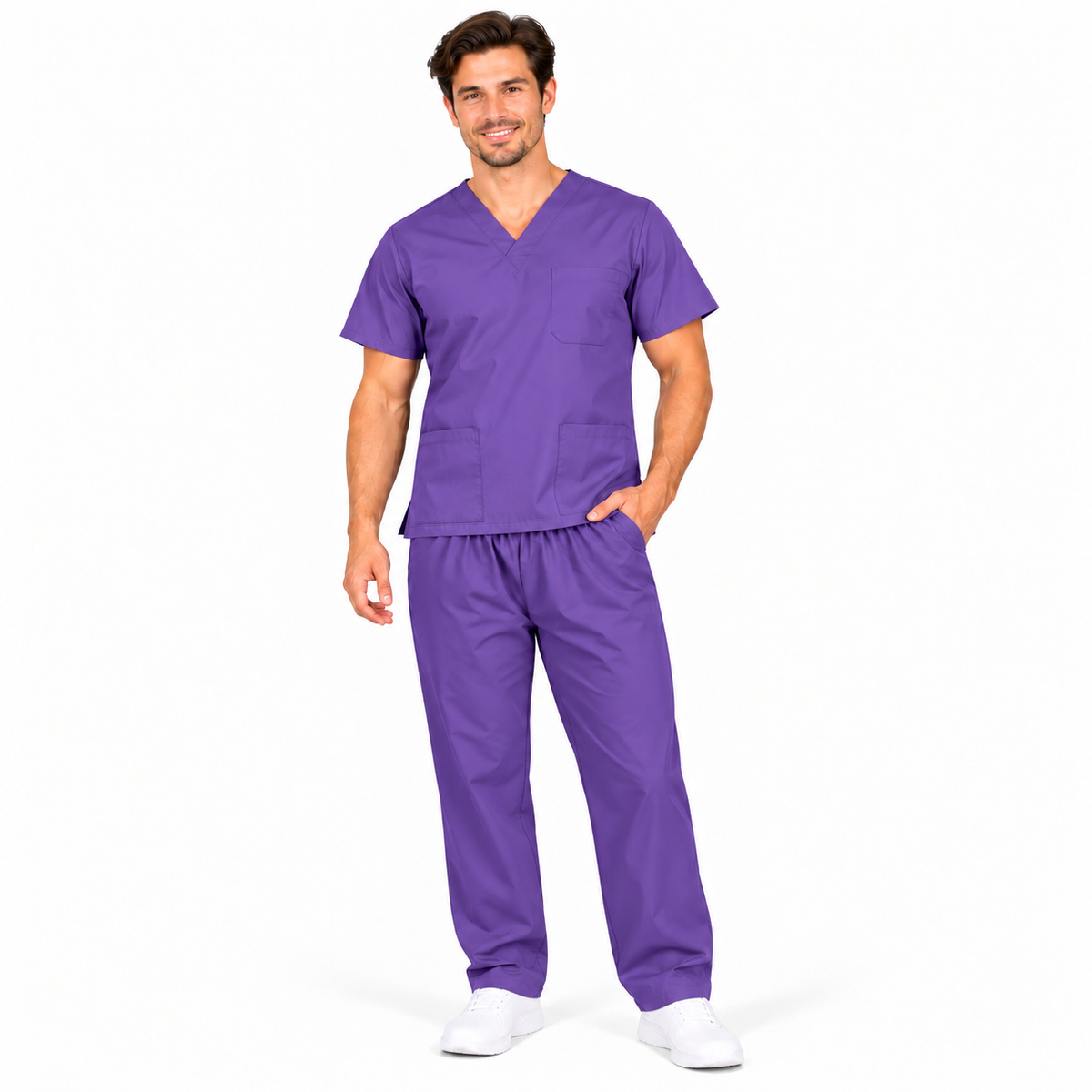 Purple Men's Medical Scrub Set