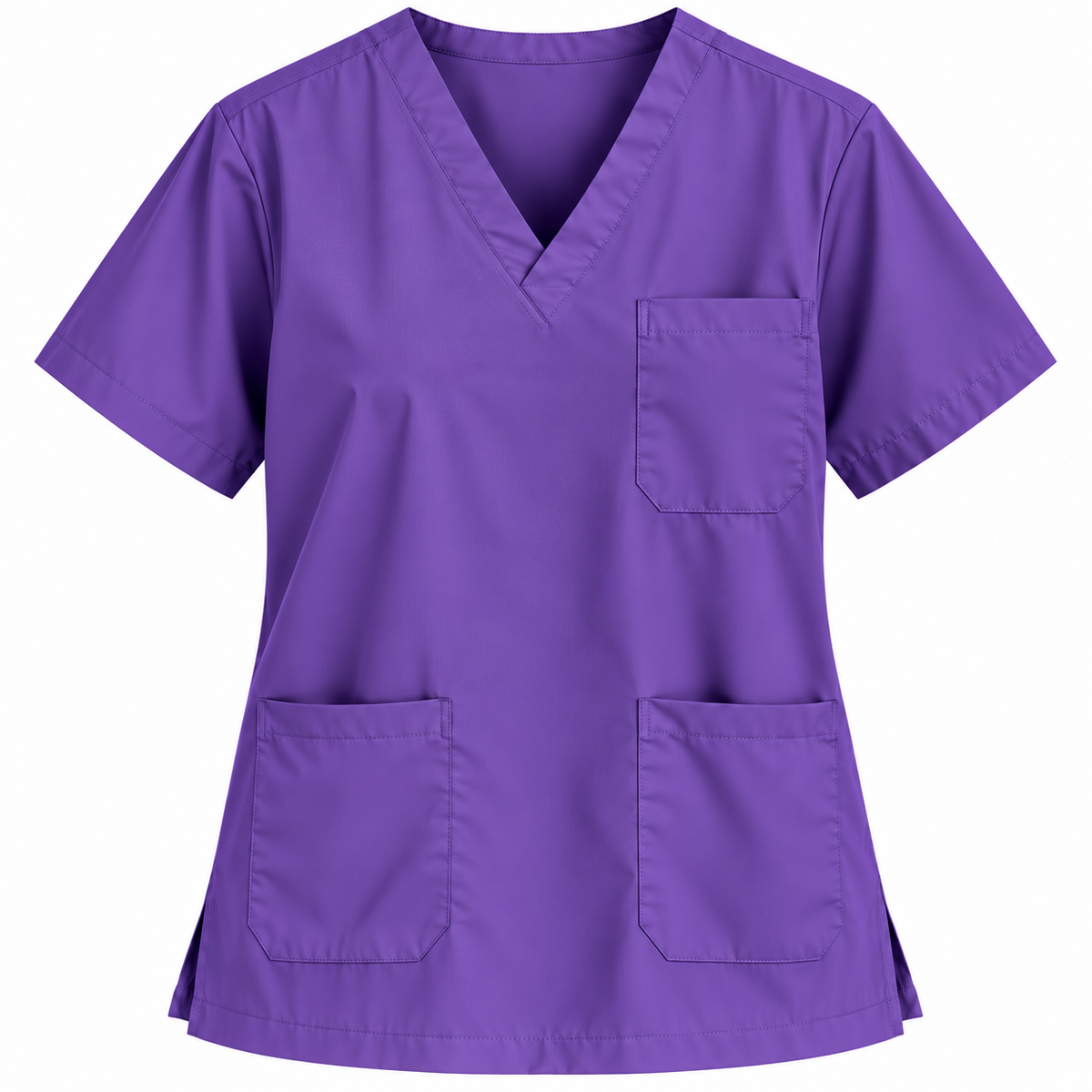 Purple men's V-neck medical scrub top
