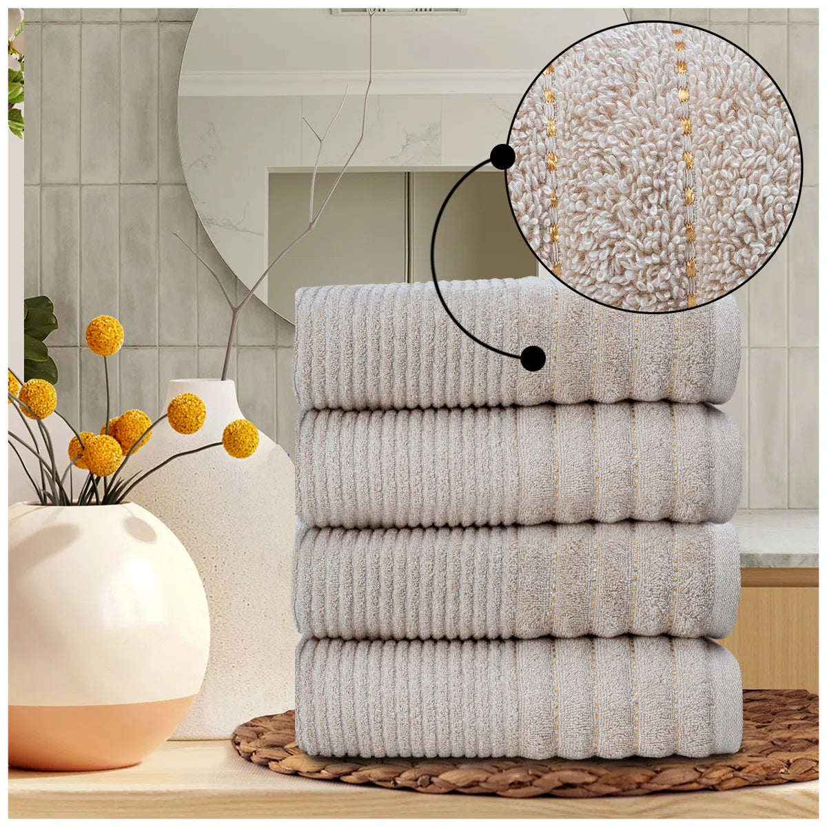 100% Egyptian Cotton Paris Ribbed Towels | 6 Colours | 600 GSM