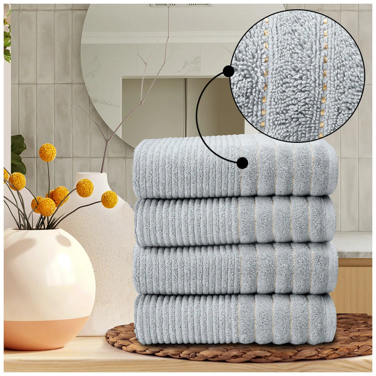 100% Egyptian Cotton Paris Ribbed Towels | 6 Colours | 600 GSM